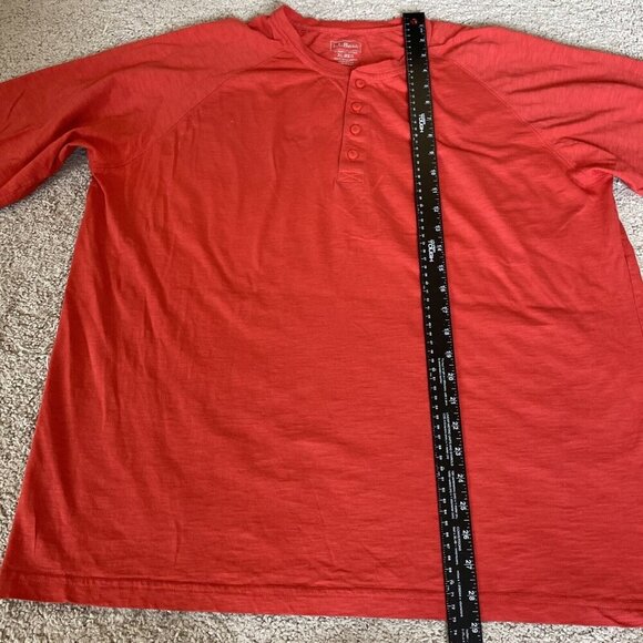 L.L. BEAN Slightly Fitted Henley Men's X-Large Reg Red Raglan Sleeves Colorful - Picture 7 of 7